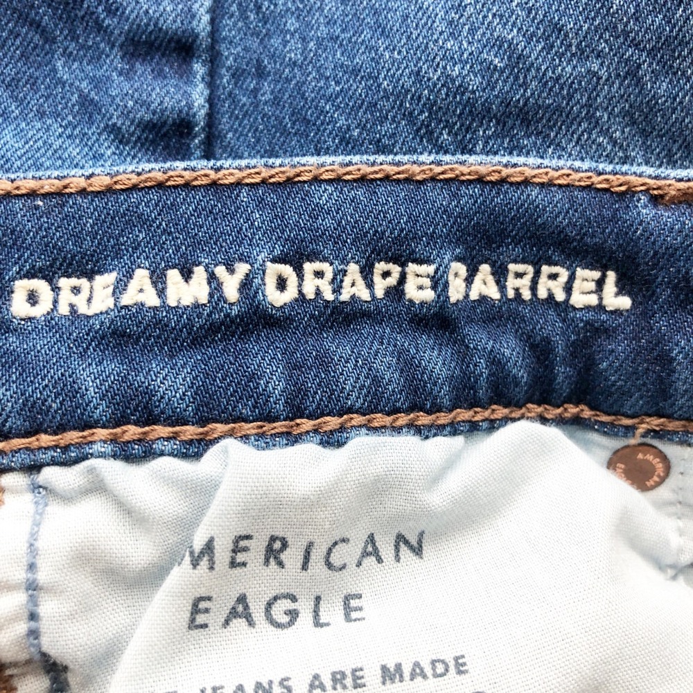 American Eagle Jeans Womens 00 Short Strigid Dreamy Drape Barrel Dark Wash High - Picture 6 of 11